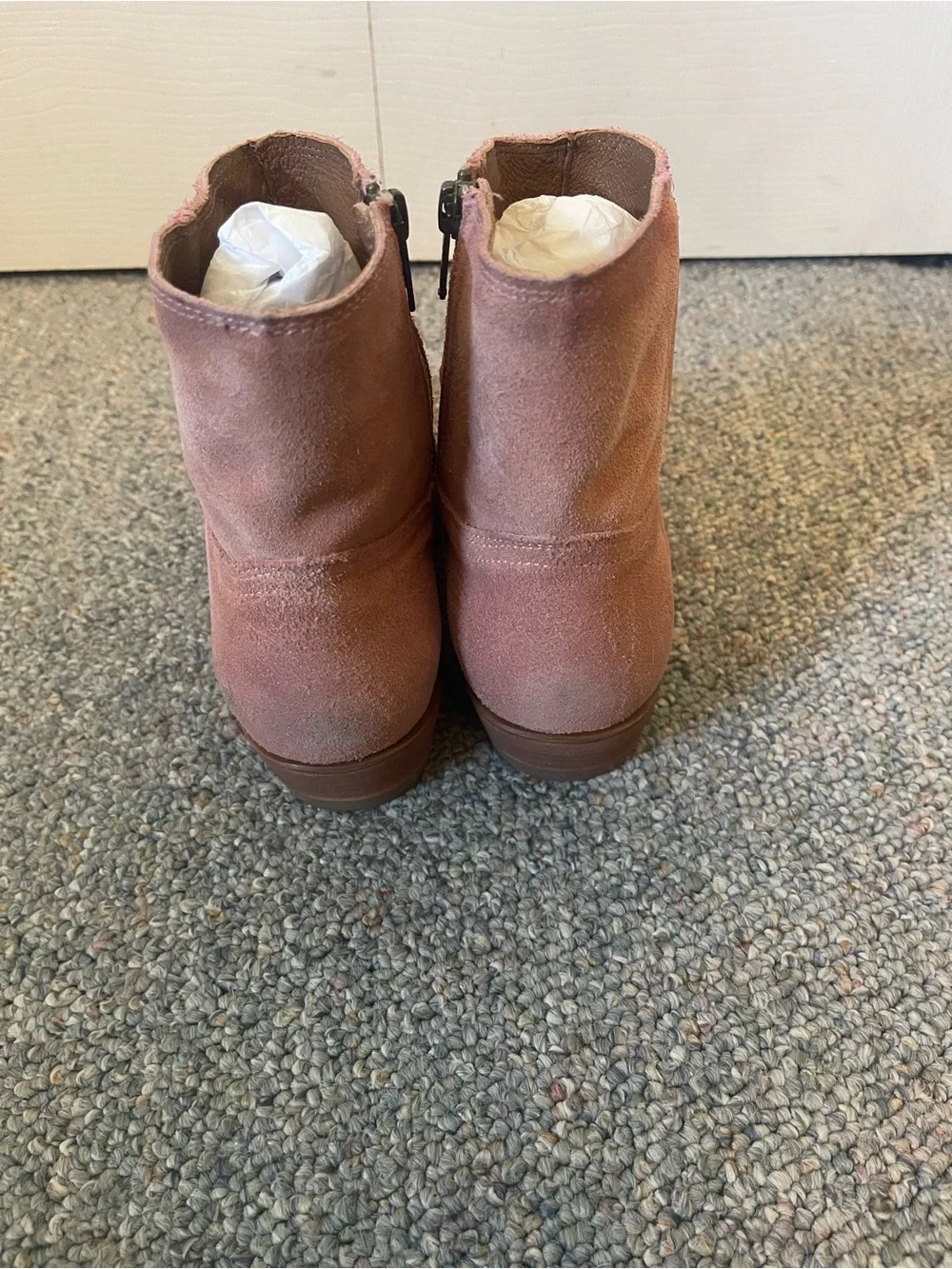 NIB Frye Billy Inside Zip Suede Boots Pink Blush Short Booties Size 6M